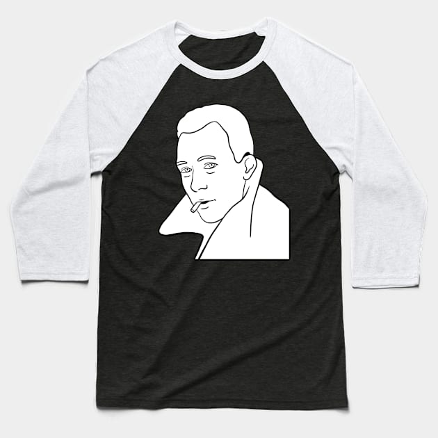 Albert Camus Minimal White Portrait Baseball T-Shirt by isstgeschichte